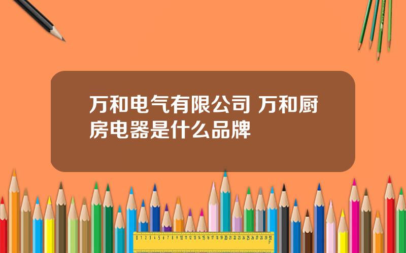 万和电气有限公司 万和厨房电器是什么品牌